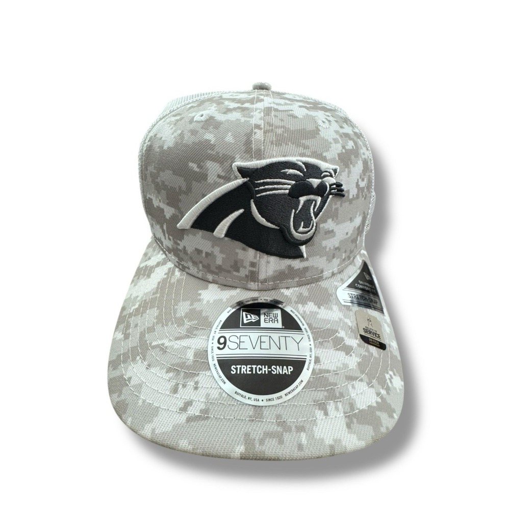 New Era Carolina Panthers Hat Mens OSFM Camo NFL Salute to Service 9SEVENTY Cap